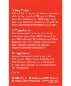 HTM The Hague Travel Ticket 3-dagen Achterkant Vierkant